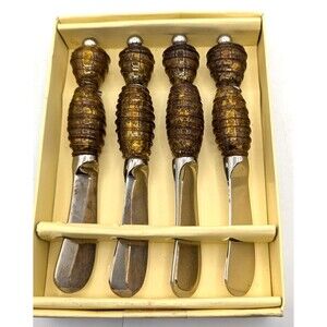 Pier One Canape Cheese Spreader Blown Glass Amber